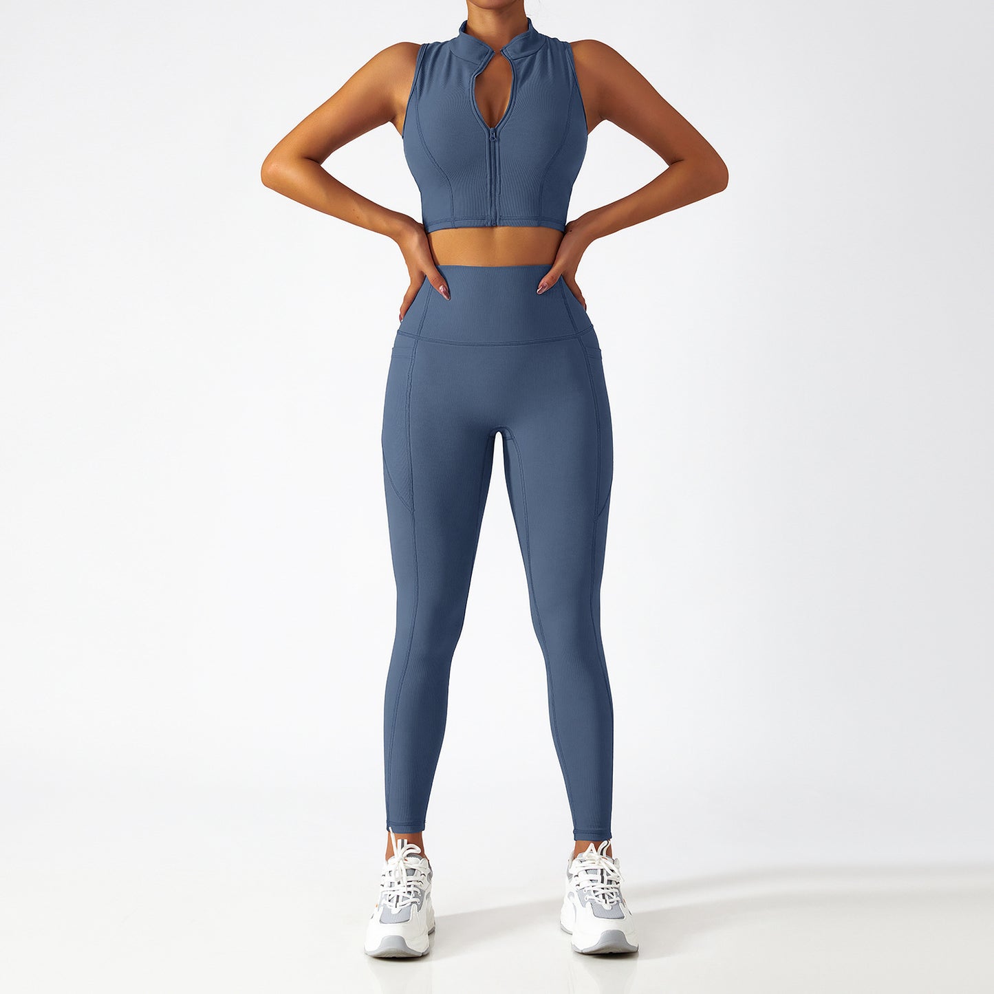 Breathable Zipper Long Sleeve Yoga Suit