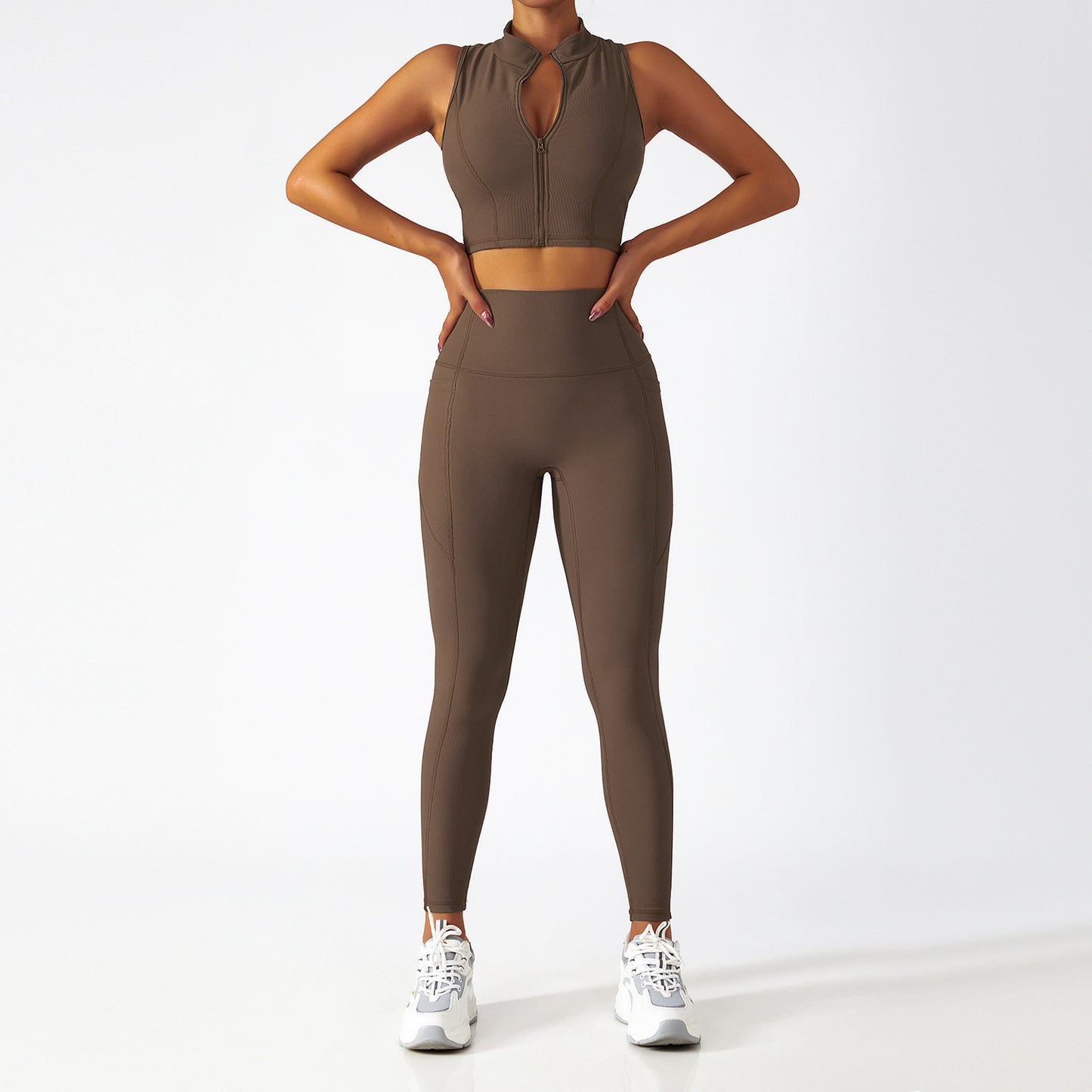 Breathable Zipper Long Sleeve Yoga Suit