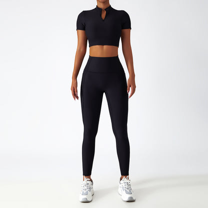 Breathable Zipper Long Sleeve Yoga Suit