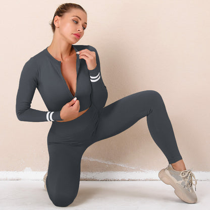 Long Sleeve Zipper Yoga Sports Suit