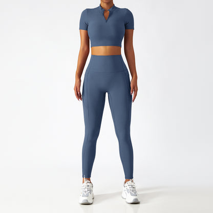Breathable Zipper Long Sleeve Yoga Suit