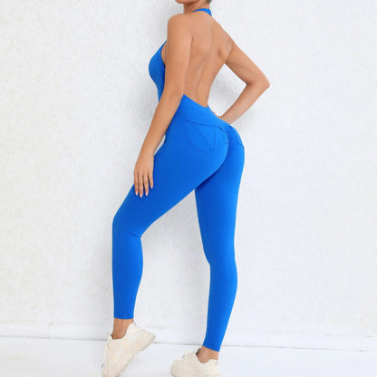 Backless Jumpsuit Gym Set