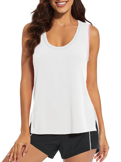 Women's Workout Tank Tops Loose Fit Summer Sleeveless Yoga Gym Shirts With Side Slits