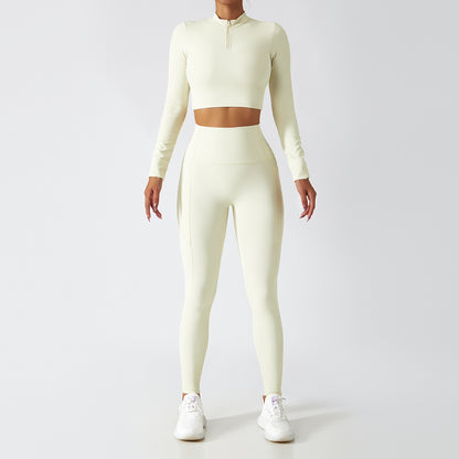 Breathable Zipper Long Sleeve Yoga Suit