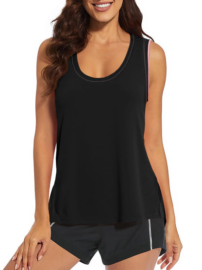 Women's Workout Tank Tops Loose Fit Summer Sleeveless Yoga Gym Shirts With Side Slits
