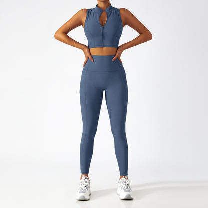 Breathable Zipper Long Sleeve Yoga Suit