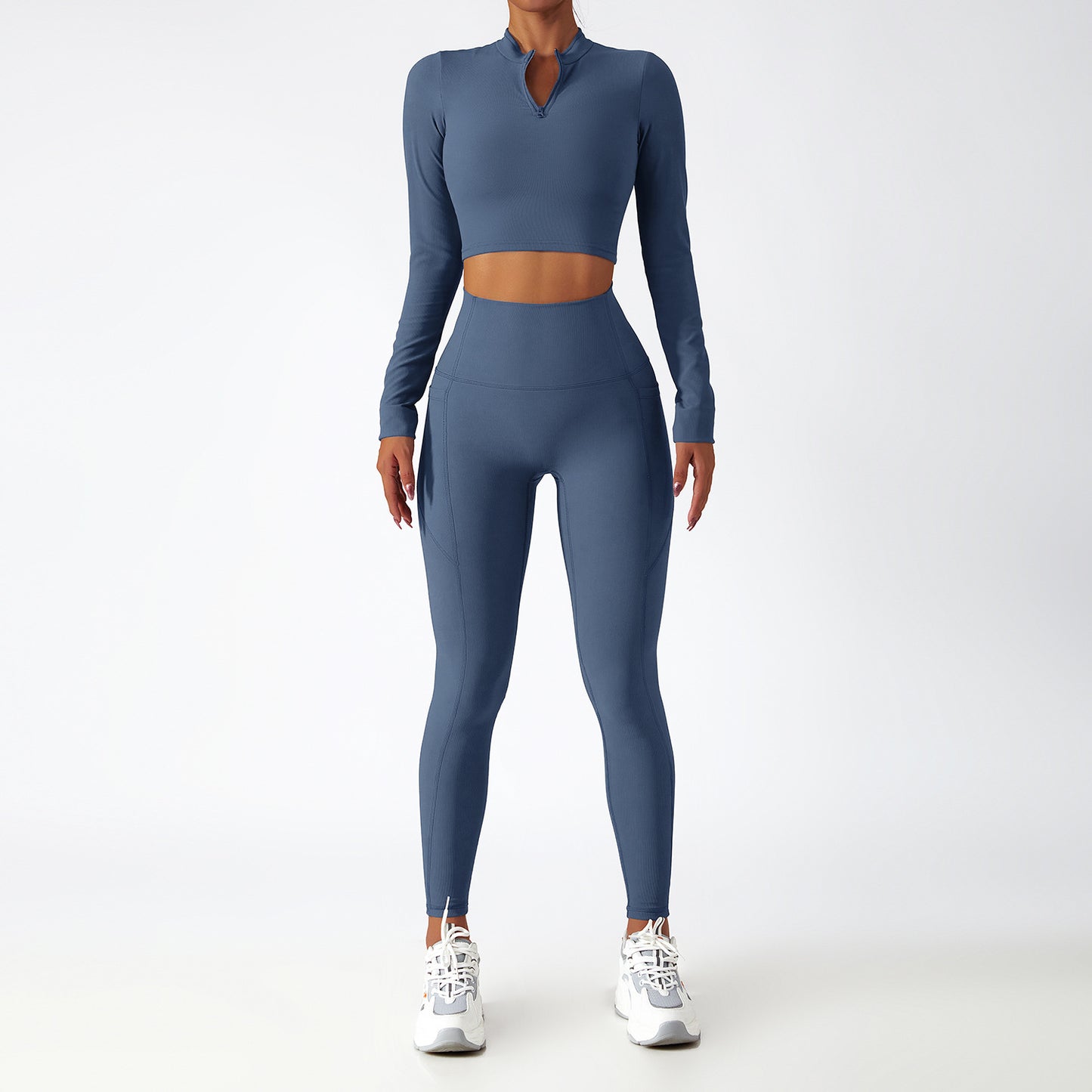 Breathable Zipper Long Sleeve Yoga Suit