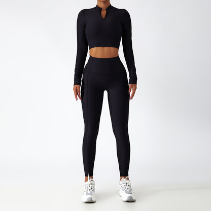 Breathable Zipper Long Sleeve Yoga Suit