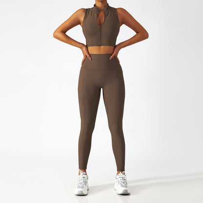 Breathable Zipper Long Sleeve Yoga Suit
